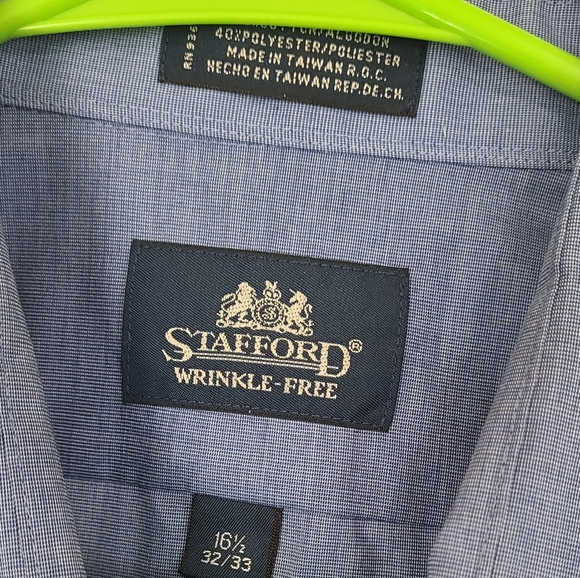 (1145) Stafford Men's Classic Long Sleeve Oxford Dress Shirt, Size: 16.5 (32/33) - Picture 7 of 13